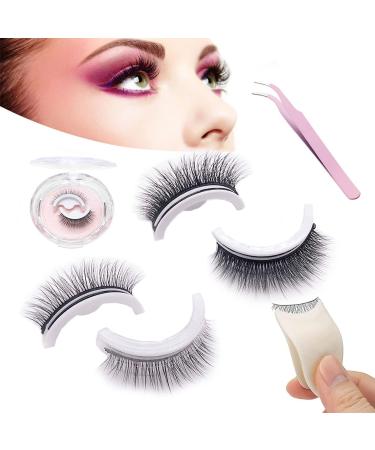 2/3Pairs Chosely Self Adhesive Lashes Chosely Self Adhesive Eyelashes Kaylash Reusable Adhesive Eyelashes Easy Put On Fluffy Natural (Thick+Natural)