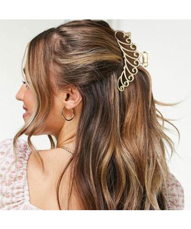Gold Shark Hair Claw Clips - Metal Barrettes for Women and Girls (2PCS) - Buy Online on GoSupps.com