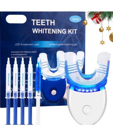 PingJuXuan LED Teeth Whitening Light Teeth Whitening Kit with 5 X 3ml Carbamide Peroxide Teeth Whitening Gel Safe Enamel Perfect ift for Parents Girlfriend/Boyfriend Gift.