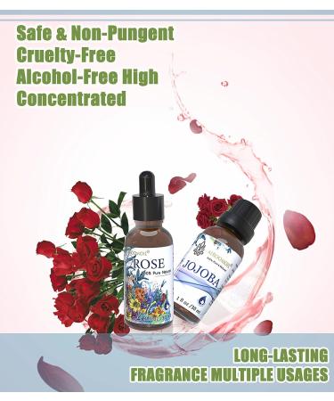 30ml Travel Size Rose & Jojoba Essential Oil Set Floral Fragrance for Candle DIY Aromatherapy Diffuser & Perfume | 1 Fl Oz (Pack of 2 - Buy Online on GoSupps.com