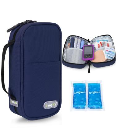 Youshares insulin cooling bag with 2 cooling packs - 21*11.5*6cm Sortchable but large capacity medication Etui For diabetics keep the stocks safe and cold diabetes bag (navy blau) Y10 -Marineblau