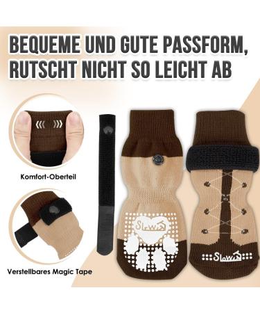 Slowton Anti-Slip Dog Socks - Soft Adjustable Paw Protection for Hardwood Floors (2 Pairs Brown Small) - Perfect for Small & Medium Dogs - Buy Online on GoSupps.com
