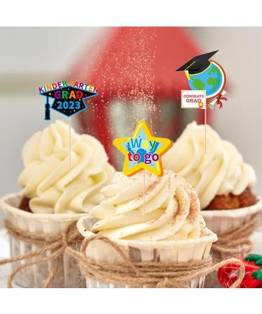 2023 Kindergarten Graduation Cupcake Toppers with Bamboo Sticks - Colorful and Clear Print Cake Decoration Picks for Party Multicolor - Buy Online on GoSupps.com