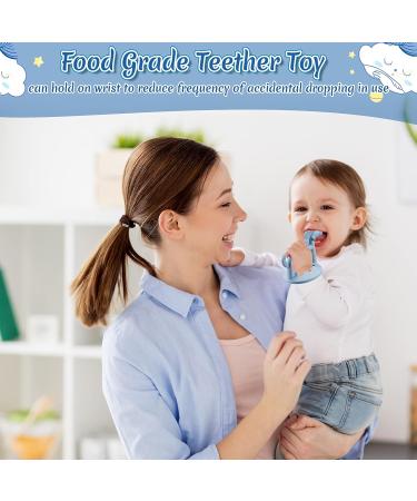 Silicone Bear Teething Toys Set - Anti-Drop Baby Teether Pacifier for Pain Relief and Chewing Needs - 4 Pieces (Blue, Caramel, Pink) - Buy Online on GoSupps.com