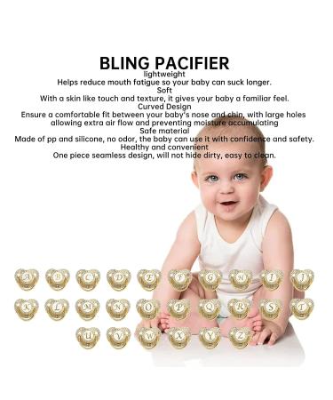 Personalized Baby Bling Pacifier Clip - Curved Gold Clip with Dust Protection | 26 Letters for Babies 6-18 Months (Letter A) - Buy Online on GoSupps.com