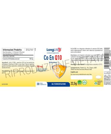  Longlife LongLife CO EN Q10 100mg | Coenzyme Q10 Pure Ubidarenone | Antioxidant and Proenergetic | Fermentation | 30 Photoprotected - Buy Online on GoSupps.com