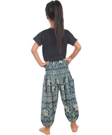 Lofbaz Children Hippy Thai Harem Aladdin Pirate Kids Pants 4-5 Years - Elephant Teal Green - Buy Online on GoSupps.com