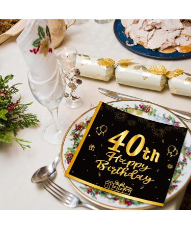 40 Black & Gold Birthday Napkins - Elegant 33x33cm Party Supplies for Men & Women - Perfect for 40th Birthday Decorations - Buy Online on GoSupps.com
