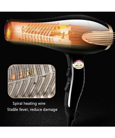 Hair Dryer Professional Ionic Hairdryer 2000W Salon Fast Blow Dryers 3 Heat 2 Speed Settings Low Noise Fast Drying Powerful AC Motor with Hair Nozzle for Home and Salon Men and Women Gold Small Gift - Buy Online on GoSupps.com