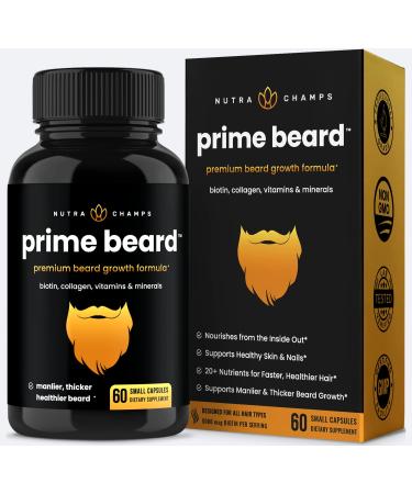Beard Growth Vitamins Supplement for Men - Grow Thicker & Longer Facial Hair with Biotin, Collagen, Saw Palmetto - Small Pills for All Hair Types - Buy Online on GoSupps.com