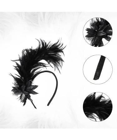 MWOOT Feather Headband 1920s Feathered Fascinator Black Feather Headpiece Artificial Flower Feather Headwear Hair Accessories for Cocktail Wedding Tea Party Decoration - Buy Online on GoSupps.com