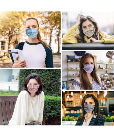 Sparkly Glitter Printed Face Masks for Women - 50 Pcs, 3 Ply Disposable Masks | Trendy Fashion Design - Buy Online on GoSupps.com