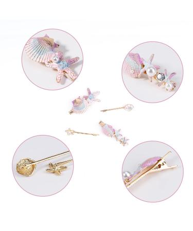 BeShiny Starfish Seashell Pearl Hair Clips - Mermaid Hair Accessories for Women & Girls | Beach Wedding Supplies - Buy Online on GoSupps.com