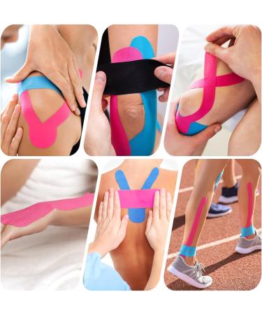 3 Rolls Kinesiology Tape - Waterproof Sports Tape for Muscles Knees Shoulders & Elbows (Blue/Pink/Black 5m x 5cm) - Buy Online on GoSupps.com