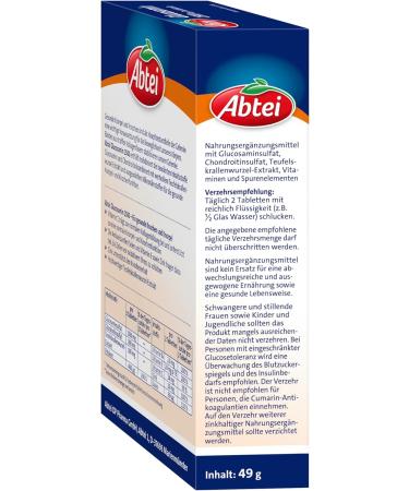 Abbey Glucosamine 1500 Plus Devil Claw - High-Dose Dietary Supplement for Healthy Bones & Cartilage - 30 Tablets - Buy Online on GoSupps.com