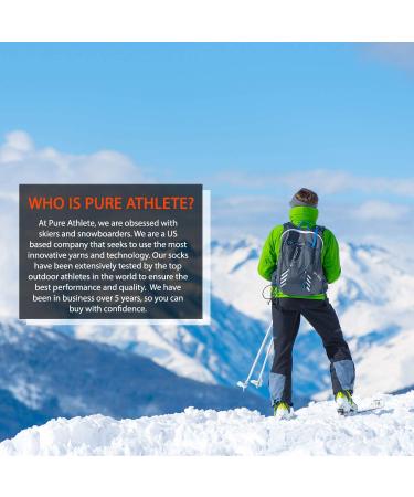 Pure Athlete Ski Socks - Unisex Snowboarding & Winter Gear - 3 Pairs, Black, L-XL - Buy Online on GoSupps.com