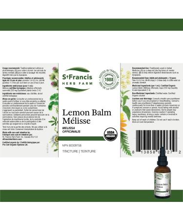 St. Francis Herb Farm Lemon Balm Herbal Tincture Liquid | Used as a Sleep Aid During Times of Mental Stress | Helps to Relieve Digestive Disturbances Such as Dyspepsia | 50ml 50 ml (Pack of 1) - Buy Online on GoSupps.com