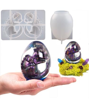 2 Pack Dragon Egg Mold Dinosaur Mold Silicone Mold for Resin Dragon Candle Mold Easter Egg Mold Dragon Silicone Mold for Candles Home Decoration Mold Animal Resin Mold Cartoon Mold Dragon Mold qh-dragon