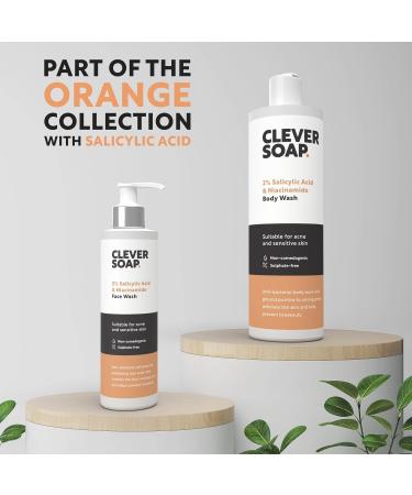 Clever Soap 2% Salicylic Acid & Niacinamide Face Wash for Acne Prone Skin - Gentle Exfoliating Cleanser for Oily Skin - Vegan Formula - Buy Online on GoSupps.com