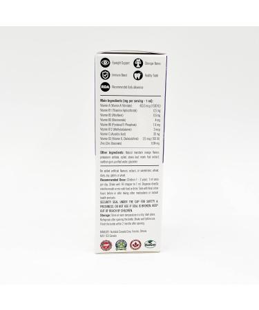 KidzVita - Polyvitamin Drops with Zinc - Multivitamins for 1-3 Years Toddlers 9 Essential Vitamins (Vitamin A Vitamin B Complex C & D3) - Mineral of Zinc - Eyesight Support - Immune Boost - Stronger Bones - Healthy Teeth - Natural Mandarin Orange Flavour  - Buy Online on GoSupps.com