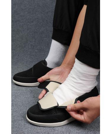 CBMTCR Men's Wide Width Walking Shoes - Adjustable Closure, Lightweight for Diabetic Swollen Feet - 10.5 Wide Dk-black - Buy Online on GoSupps.com