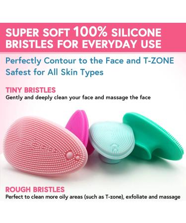 MARY LAVENDER Silicone Face Scrubber 4 Pack - Gentle Exfoliating Cleansing Brush for Blackhead Removal and Massaging - Suitable for All Skin Types - Buy Online on GoSupps.com