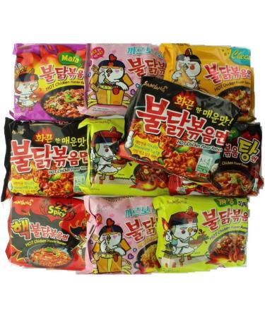 SPICEHUB Samyang Korean Assorted Top Spicy Ramen Noodle (Pack of 10)- ATLEAST 5 flavours - Buy Online on GoSupps.com