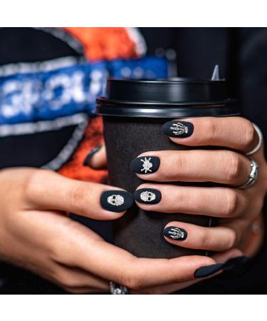 60-Piece Antique Silver Skull Nail Charms Set - 3D Spider & Skeleton Hand Design with Rhinestones for Nail Art & Cellphone Decoration - Buy Online on GoSupps.com