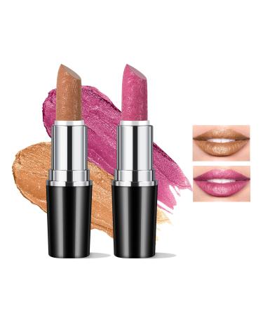 Anglicolor 2PCS Metallic Glitter Lipstick Lipstick Highly Pigmented Glitter lipstick Moisturising Velvety smooth application Creamy sculpted design lipstick (#10+#15) - Buy Online on GoSupps.com