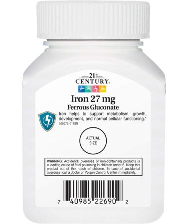 21st Century Iron 27mg Ferrous Gluconate Tablets - 110 Count - Buy Online on GoSupps.com