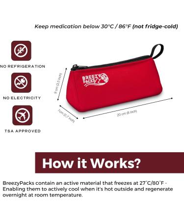 BreezyPacks Medicine Cooling Case | Rechargeable Insulin and EpiPen Travel Bag | TSA Approved | Room Temperature Storage | Red - Buy Online on GoSupps.com