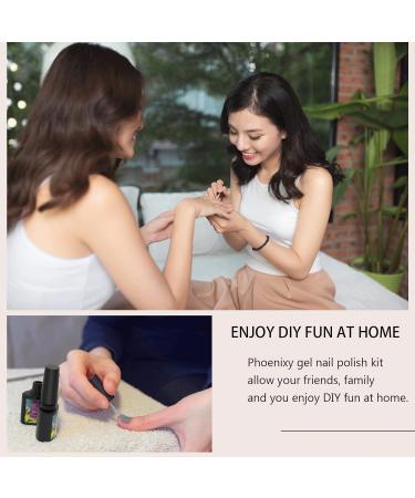 Gel Nail Polish Starter Kit with UV Light 80W LED Nail Lamp | Phoenixy 12 Colors Soak Off Gel Nail Polish Set | Base and Glossy Top Coat | Manicure Tools | Gel Nail Kits Gift Set for Women - Buy Online on GoSupps.com