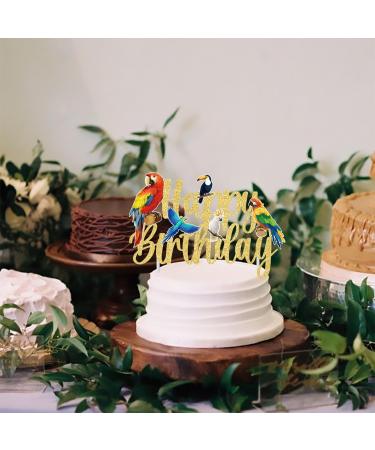 Parrot Birthday Cake Decoration Tropical Bird Birthday Cake Topper Parrot Happy Birthday Cake Pick Parrot Birthday Party Decoration for Birds Themed Baby Shower Supplies - Buy Online on GoSupps.com