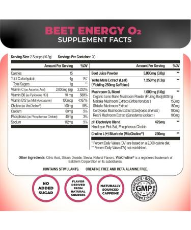 Nutrology Beet Energy O2 Pre Workout Beet Juice Powder - Boost Energy Endurance & Nitric Oxide with Beet Powder Yerba Mate Adaptogens & Electrolytes Passion Fruit Flavor 30 Servings - Buy Online on GoSupps.com