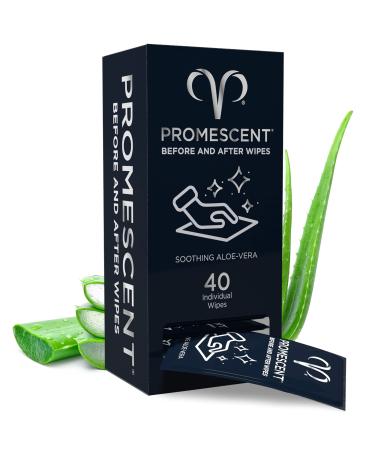 Promescent Flushable Wipes for Adults, Personal Cleansing Hygienic Wet Wipes for Men and Feminine Use - Infused with Aloe Vera, Hypoallergenic, pH Balanced, Single Use XL Towelettes (40 Count)