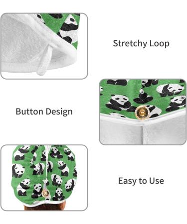 Greenland Panda Dry Hair Cap & Button Headband Set - 2 Piece Quick Drying Towel Super Absorbent & Soft - Buy Online on GoSupps.com