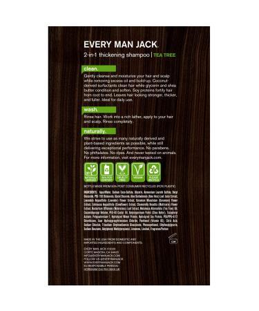 Every Man Jack 2-in-1 Thickening Shampoo + Conditioner - Coconut, Aloe, Tea Tree Oil - Twin Pack - Buy Online on GoSupps.com