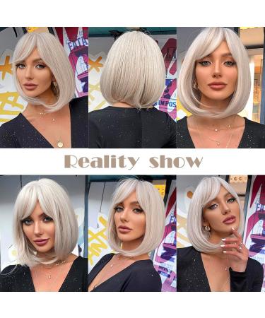 14-Inch Blonde Bob Wigs for Black Women | Short Straight Platinum Synthetic Hair | Glue-Free Hair Replacement - Buy Online on GoSupps.com
