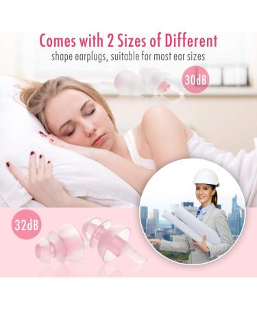 Hearprotek Sleeping Ear Plugs - 2 Pairs (32db & 30db) Ultra Soft Noise Reduction for Side Sleepers, Snoring, Travel, Work - Pink - Buy Online on GoSupps.com