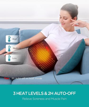 Heating Pad with Massager - Back Pain Relief Strap - 55 Long - 3 Heat Settings - 9 Vibration Modes - Auto-Off - for Low Back, Abdominal, Waist - 8 x 40 Inch - Buy Online on GoSupps.com