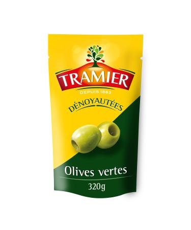 Tramier Pitted Green Olives (1 x 320 g), table olives from Spain, pitted olives ideal for recipes