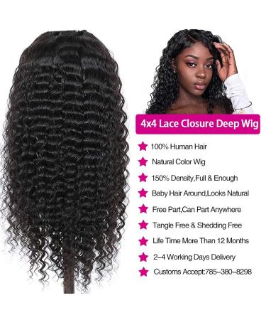 Larhali 26 Inch Brazilian Virgin Human Hair 4x4 HD Transparent Lace Deep Wave Wig - 160% Density Wet and Wave Style for Black Women - Buy Online on GoSupps.com