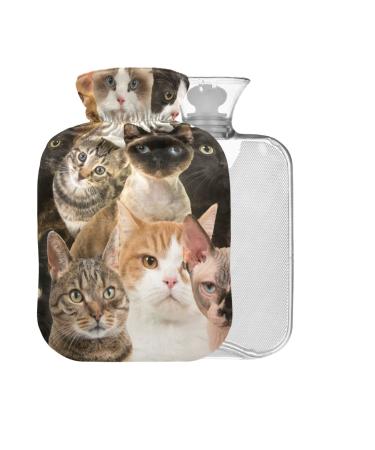 Cute Cats BAP Free Hot Water Bottle with Cover 2L Large Hot Water Bag for Pain Relief and Cramps