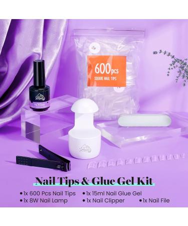 Chameleon Gel x Nail Kit: 600Pcs Square Nail Tips, Glue, UV Lamp - DIY Nail Extension Kit - Buy Online on GoSupps.com