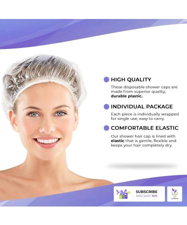 Dukal Pack of 200 Disposable Plastic Shower Caps - Waterproof, Elastic Hair Cover for Spa, Salon, and Home Use - Buy Online on GoSupps.com