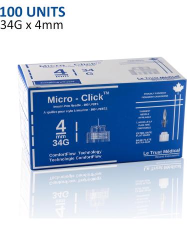 4mm 34G Micro-Click Diabetic Pen Needles 100 pen needles Insulin Pen Needles ozempic needles - Buy Online on GoSupps.com