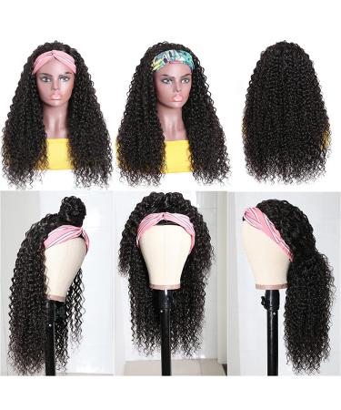 16 Inch Kinky Curly Brazilian Remy Human Hair Headband Wig for Black Women - 150% Density Half Wig - Buy Online on GoSupps.com