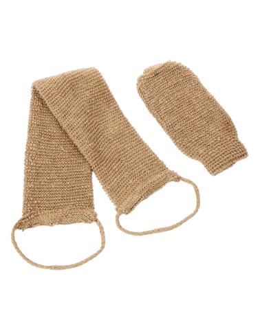 Natural Back Scrubber for Shower for Men and Women Set of 2 Hemp Exfoliating Body Scrubbers Long Back Washer Sleeve & Bath Scrub Mitten for Deep Cleaning