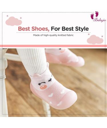Babyio Anti-Slip Baby Sock Shoes - Soft Cotton Toddler Shoes for Boys & Girls - Pink, 18-24 Months - Buy Online on GoSupps.com