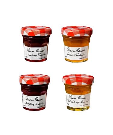Bonne Maman Jam Pick N Mix - Choose From 4 Flavours | Strawberry-Conserve Apricot-Conserve Raspberry-Conserve Bitter Orange Marmalade 30g - Pack of 60 (15 of Each)